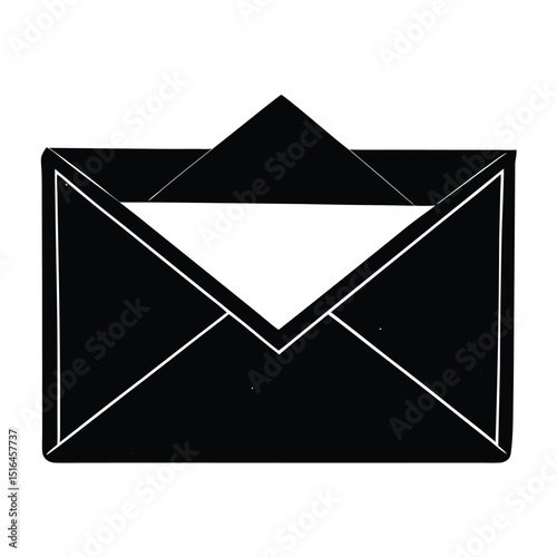 open envelope vector, message received icon, mail open silhouette, letter symbol, black mail icon, editable stroke