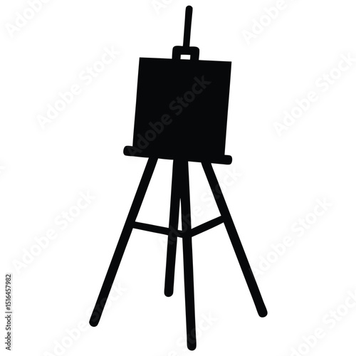 easel vector, artist painting stand, drawing board silhouette, black easel symbol, art tool icon, editable stroke