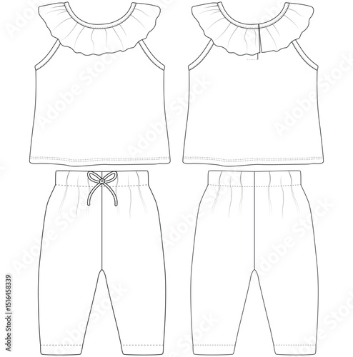 kids baby girl  sleeveless summer tops wide leg pants vector