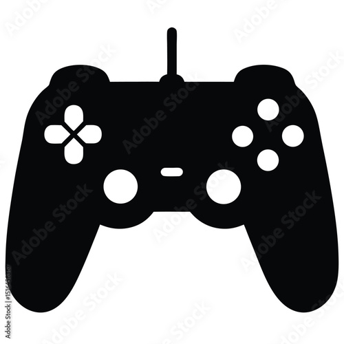 game controller vector, video gamepad icon, joystick silhouette, gaming equipment, gamer device symbol, black gaming tool, retro console controller