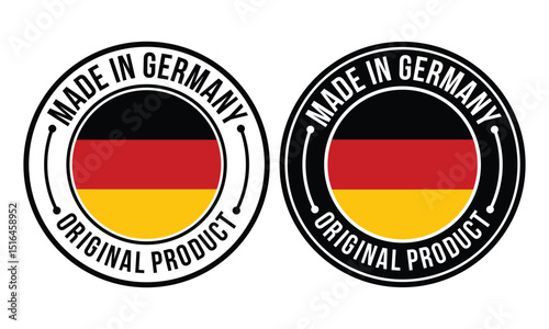 made in germany badge, emblem with germany flag design vector template
