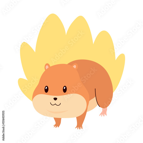 Cartoon hamster. Fluffy domestic pet, funny rodent. Happy home rodent animal. Vector illustration isolated on white background