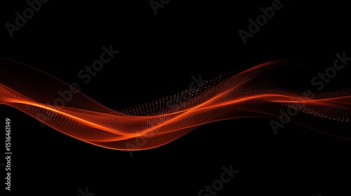 Abstract wavy lines, orange dots on black background