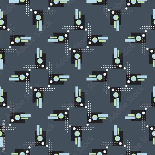 Textile motif seamless pattern. Abstract line shape geometric motif basic pattern continuous background. Man shirt all over print block. 