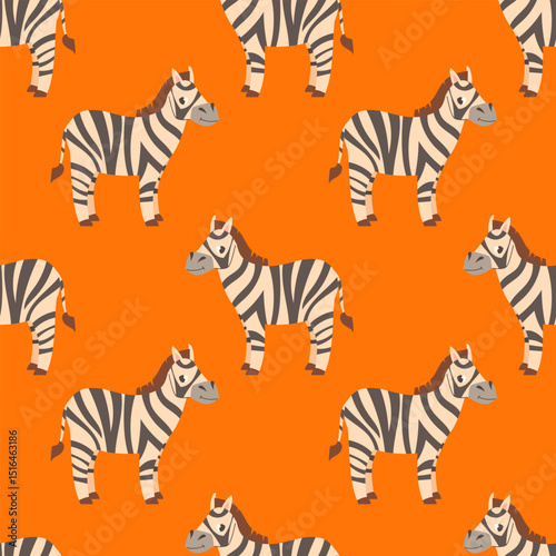 Cartoon zebras seamless pattern on a bright background