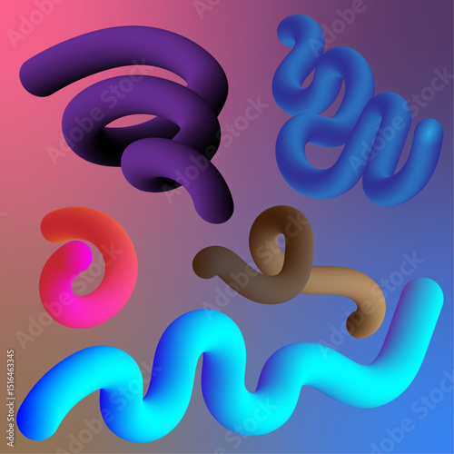 3d gradient abstract lines worms graphic element