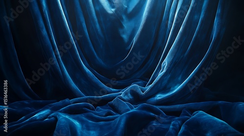 Royal Blue Velvet Drapery: An Opulent Display of Texture and Subtle Luminosity