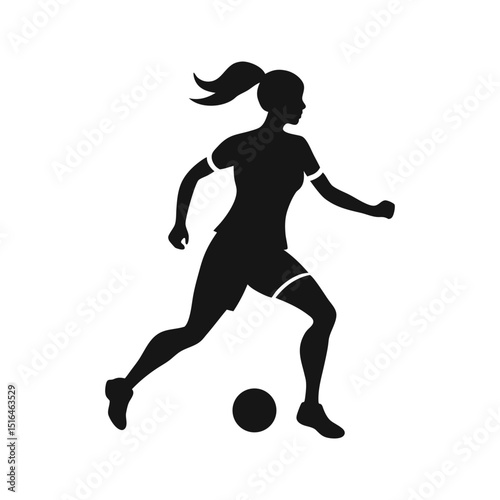 Female badminton player silhouette with a white background