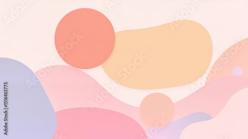 Abstract pastel shapes in soft colors on light background  