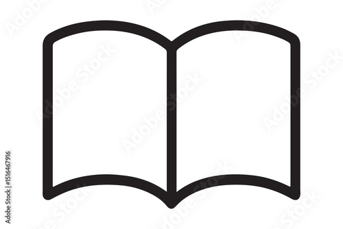 Simple Black Line Illustration of an Open Book