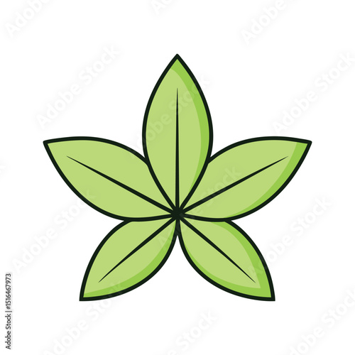 Green Five-Leafed Plant Icon