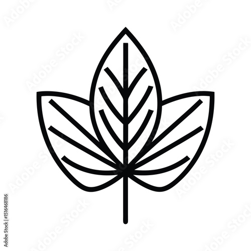 Stylized Three-Leaf Plant Icon in Black and White