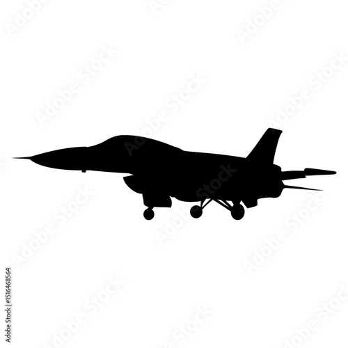 Silhouette of Black Fighter Jet on Transparent Backdrop for Aviation Design