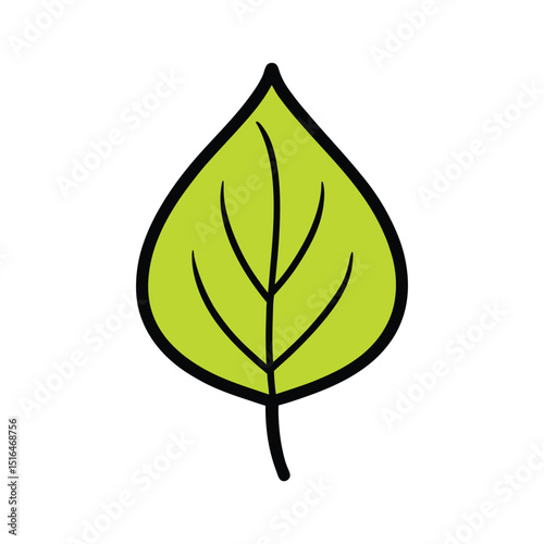 Stylized Green Leaf Illustration on White Background 