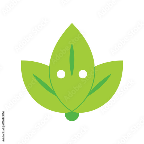 Stylized Leaf Icon on White Background 