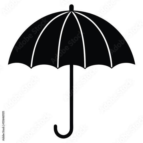 umbrella icon, rainy day vector, monsoon protection symbol, black umbrella silhouette