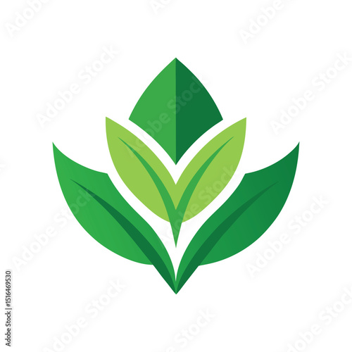 Stylish Green Leaf Logo on White Background 