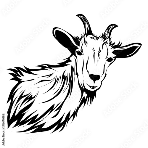 Elegant Goat Black and Transparent Artistic Vector Illustration