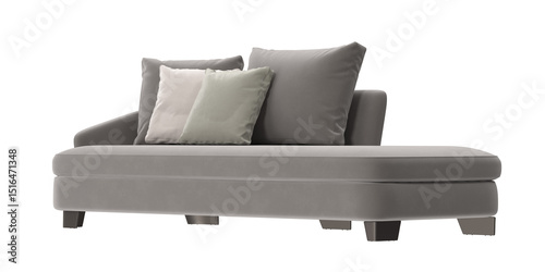Φωτογραφία Gray chaise lounge sofa angled view isolated.