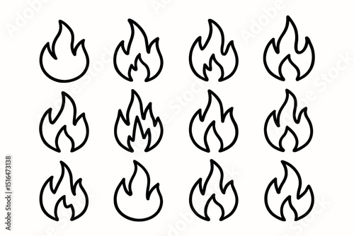 Seamless pattern of black flame icons in a repetitive grid design