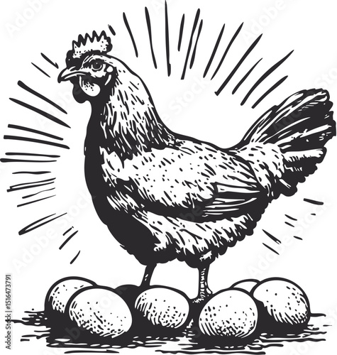 vector illustration of a chicken, rooster vector, animal farm vector