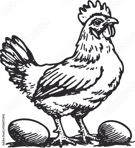 vector illustration of a chicken, rooster vector, animal farm vector