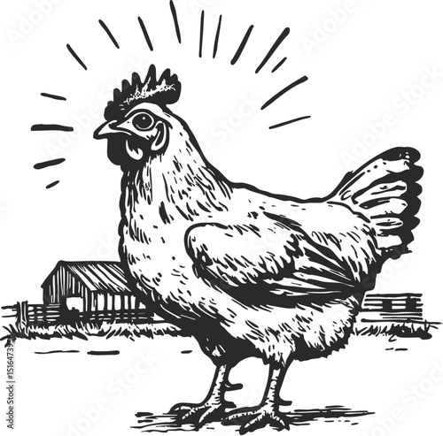 vector illustration of a chicken, rooster vector, animal farm vector
