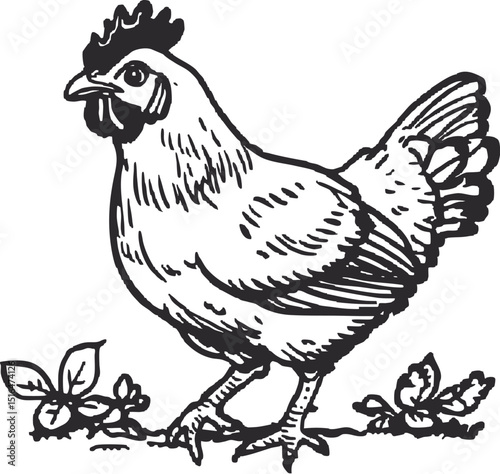 vector illustration of a chicken, rooster vector, animal farm vector