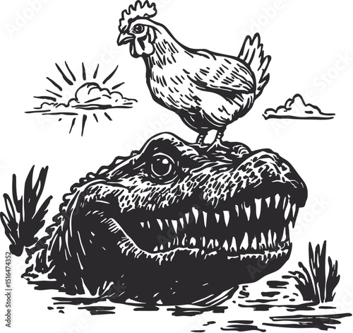 vector illustration of a chicken, rooster vector, animal farm vector