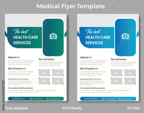 Modern medical flyer template design with space for an image and health information in a4 size