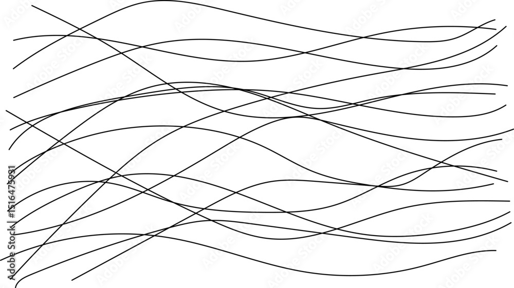 Fototapeta premium Black and White Abstract Drawing Flowing of Wavy Lines