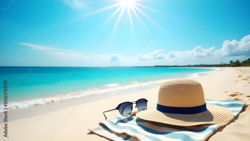 Relaxing Coastal View Featuring Sunglasses in the Sand Relaxing Coastal View Featuring Sunglasses in the Sand