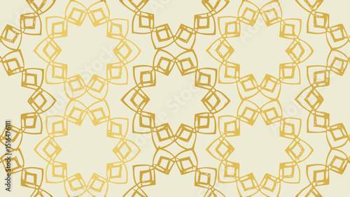 Geometric pattern in gold and cream on a light background  