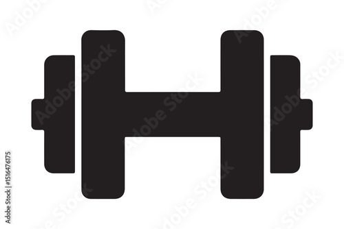 Simple Black Dumbbell Icon for Fitness Graphics