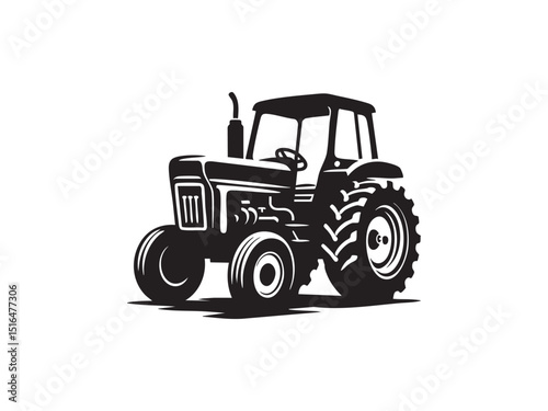 Farm Tractor Silhouette Vector Illustration