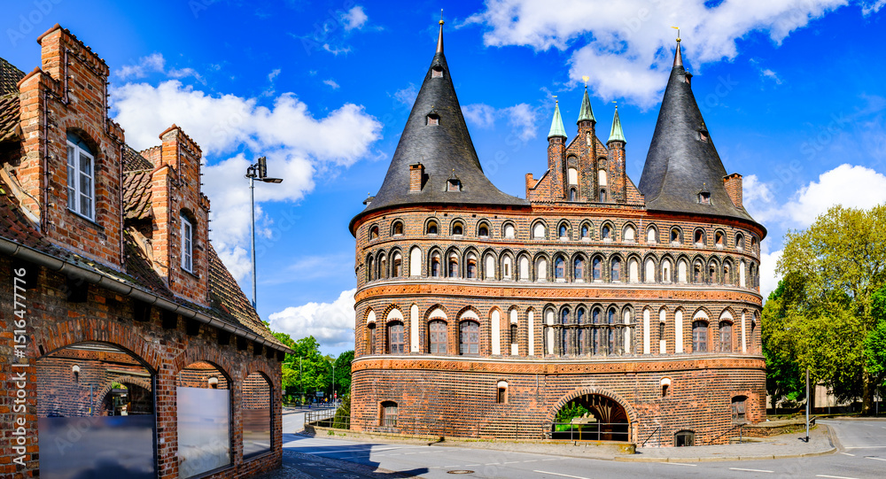 Fototapeta premium historic buildings at the olt town of Luebeck - germany
