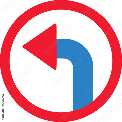  left turn only sign vector art on white background