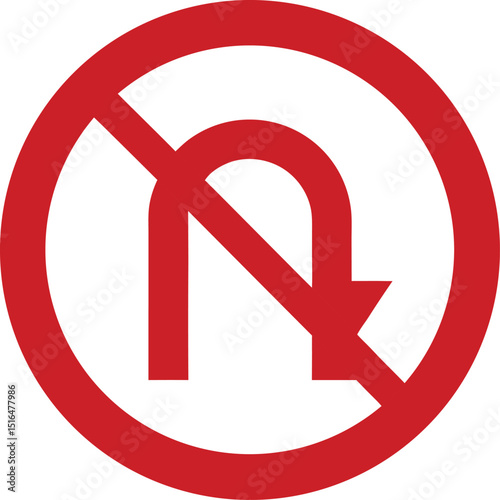 no u turn sign clipart vector art illustration