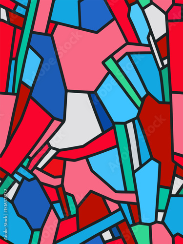 Vibrant abstract crystal grid seamless pattern