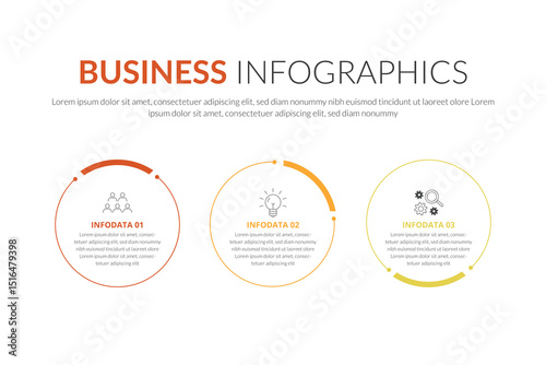 Business Infographics with Circular Process Diagram Three-Step Circular Infographic Presentation