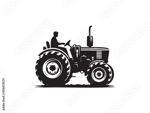 Farm Tractor Silhouette Vector Illustration