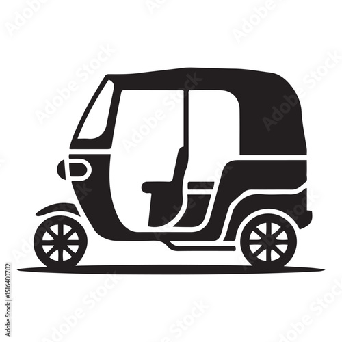 Simple illustration of auto rickshaw vector icon for web design. Vector black silhouette. with white background