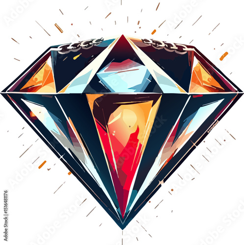 a colorful diamond on a white background