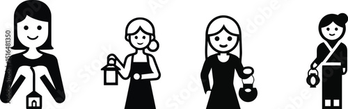 Vector Illustration of Girl with Lantern at Night

