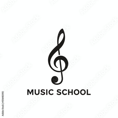 Music School Logo – Treble Clef Icon for Music Academy, Instrument Lessons, and Arts Education Branding


