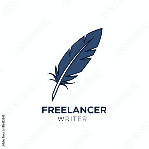 Freelance Writer Logo – Feather Pen Icon for Content Creators, Bloggers, Authors, and Copywriters

