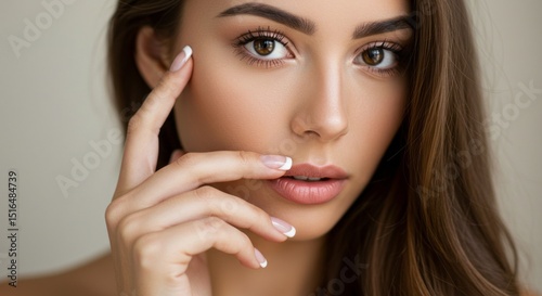A woman applying nail polish to her nail, a fashion concept used