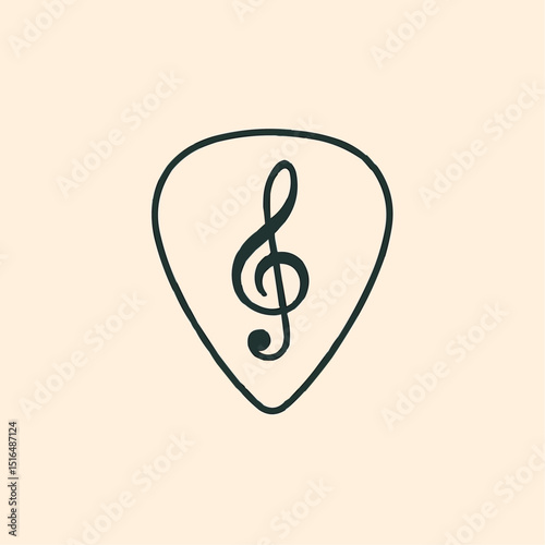 Minimal guitar pick with treble clef — acoustic performance.