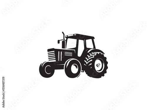 Farm Tractor Silhouette Vector Illustration