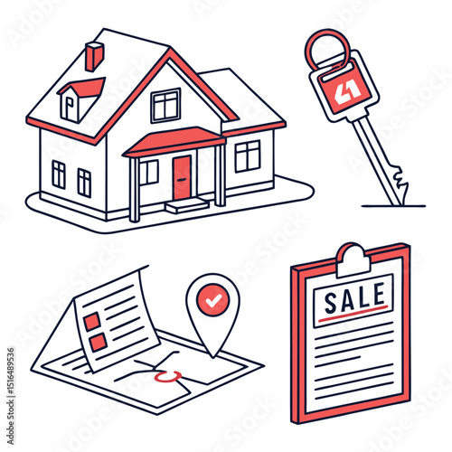  real estate 3d icon bundle   house  key  location.eps